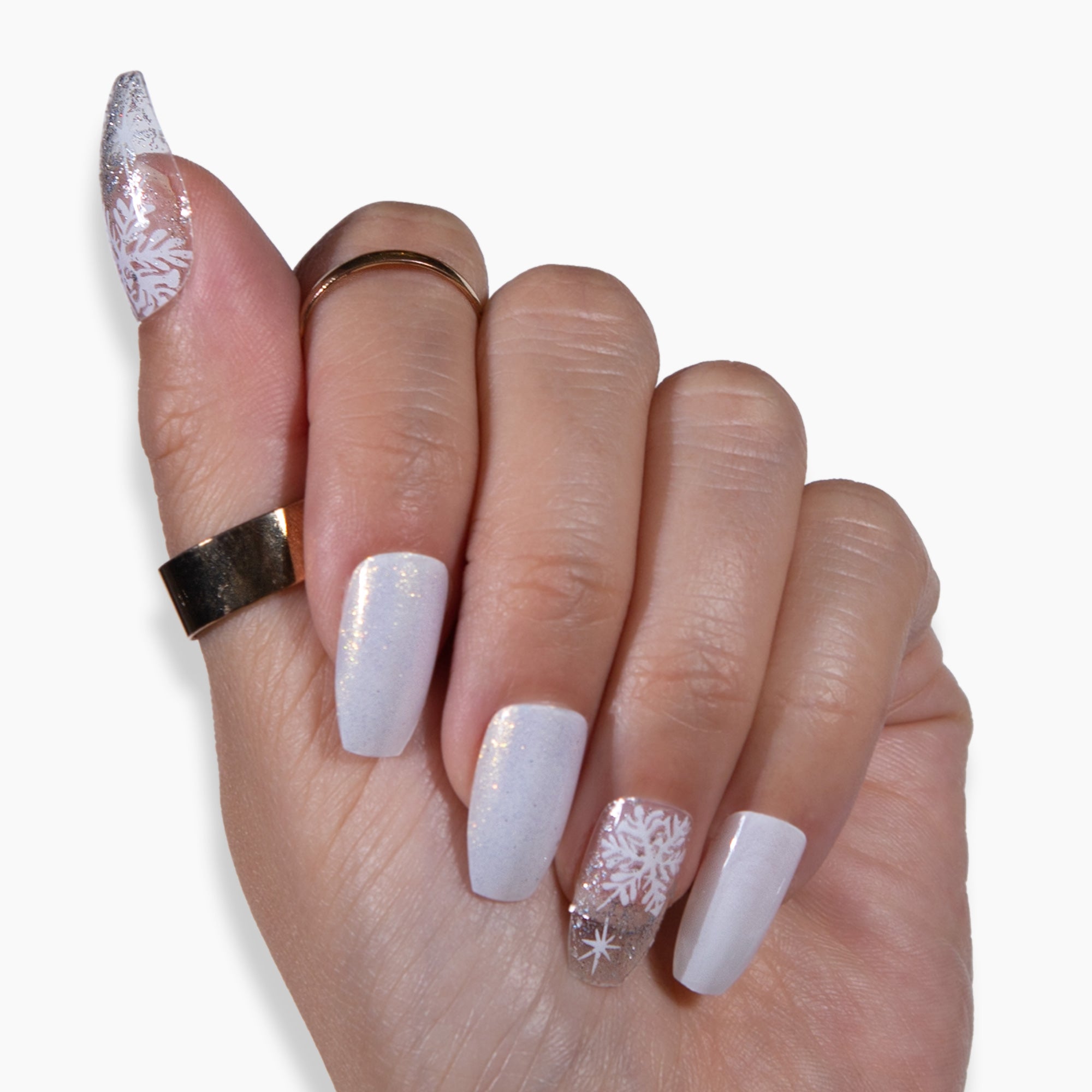 Ice Queen  White & Silver Glitter French